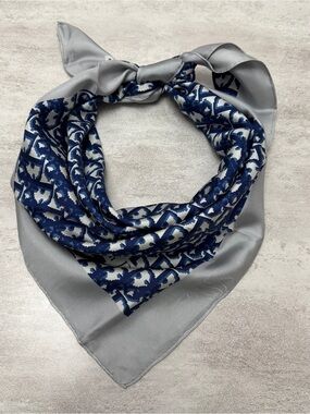Dior Blue & Silver Geometric Silk Scarf